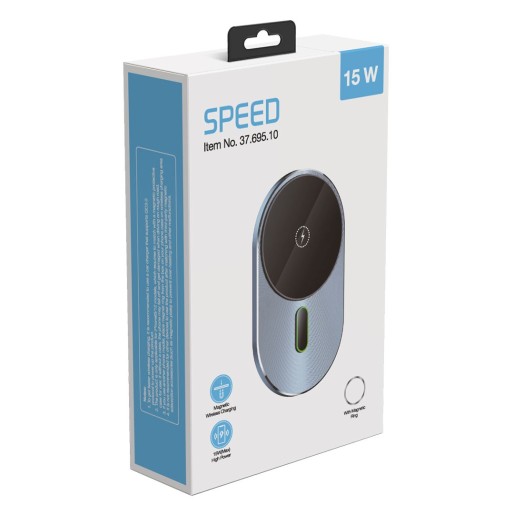 SPEED, držač i bežični punjač mobilnih uređaja sa magnetom za automobil, crni