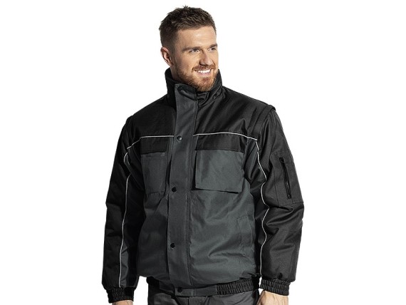 SHIFT, workwear jacket with zip-off sleeves dark gray