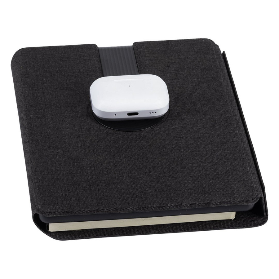MAGNOTE 3IN1, portfolio case with a5 notebook, power bank 5.000 mah, wireless charger for three devices and magnet, black