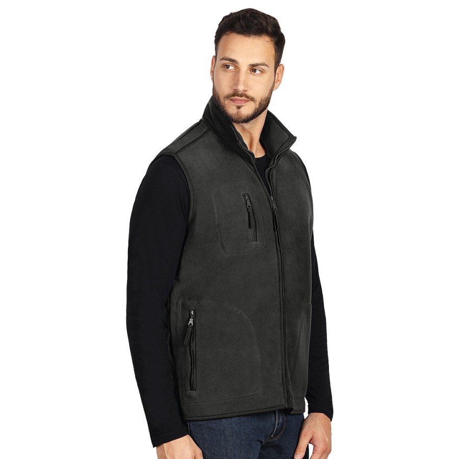 POLARIS VEST, unisex polar fleece vest, dark gray