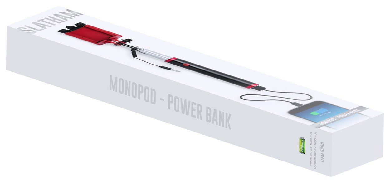 Slatham selfie stick with power bank