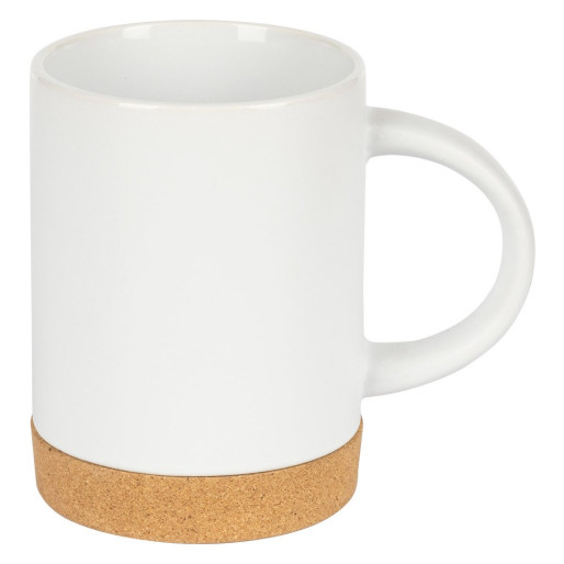 JAVA SUBLI, stoneware mug with cork bottom, 300 ml, white