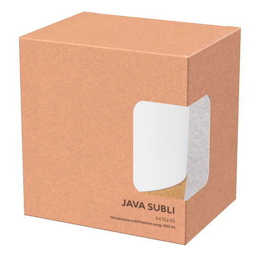 JAVA SUBLI, stoneware mug with cork bottom, 300 ml, white