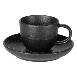 TRIBECA MINI, set od dve keramičke šolje za espresso sa tacnama, 2 x 90 ml, crni