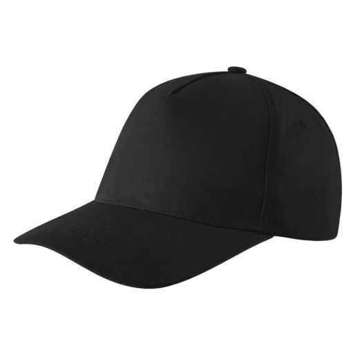 JUNIOR, kids' cap with 5 panels, velcro back closure, black