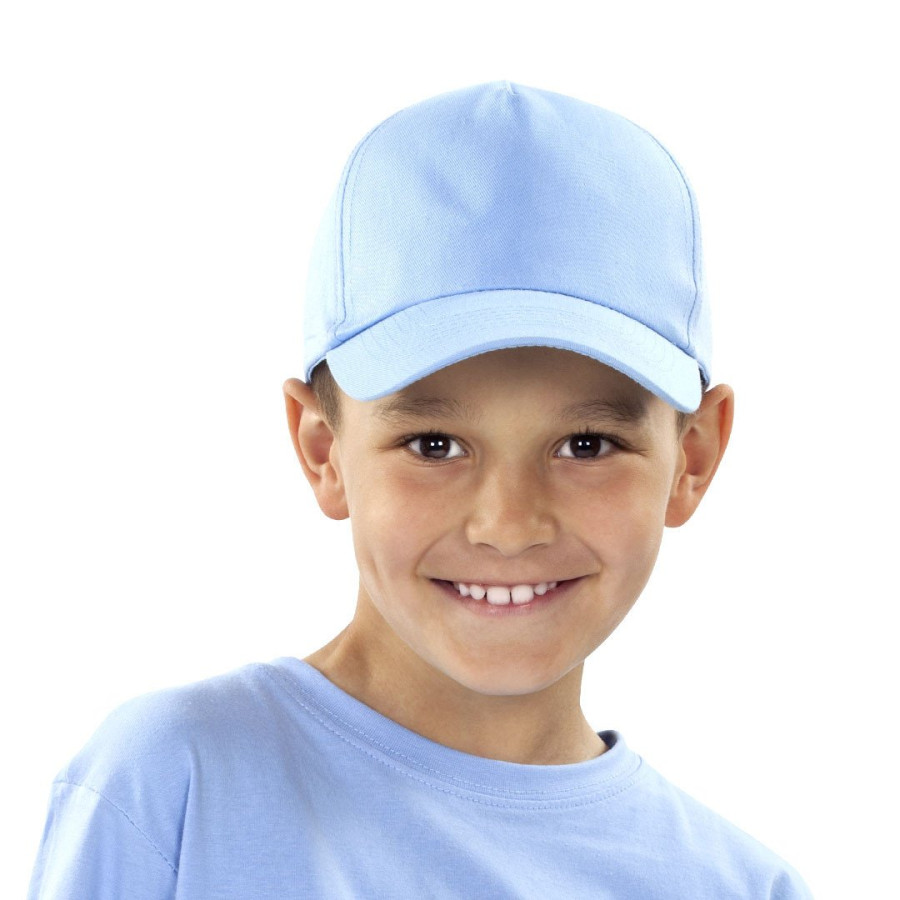 JUNIOR, kids' cap with 5 panels, velcro back closure, black