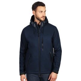 BLACK PEAK, unisex softshell jacket, fully zippered with hood, blue