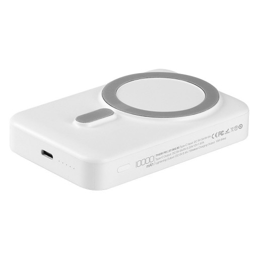 THOR PD, power bank with magnet 10.000 mah,  wireless charger, 15w, white