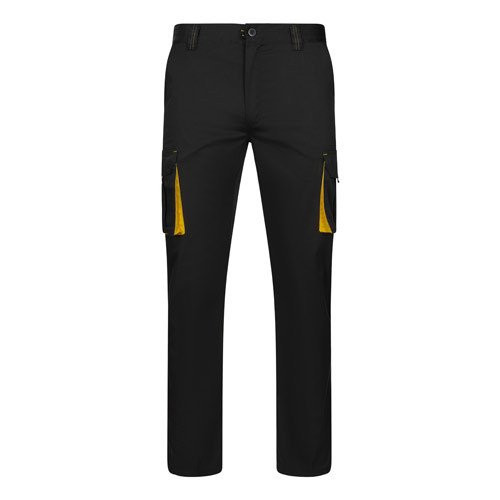 VL FIDES. Two-tone, multi-pocket stretch trousers (240g/m²), in cotton (46%), EME (38%) and polyester (16%)