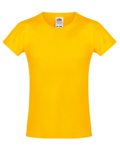Fruit of the Loom, Sofspun, Women's Children's Cotton T-shirt, Sunflower Yellow, 7-8