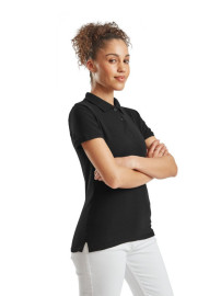 Fruit of the Loom, Ladies Premium Polo, women's premium polo shirt, black, L
