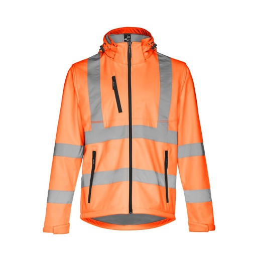 THC ZAGREB WORK. High-visibility softshell jacket for men, with removable hood