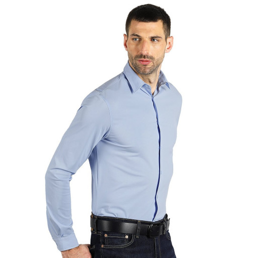 COLLINS LSL MEN, men's long sleeve shirt, sky blue