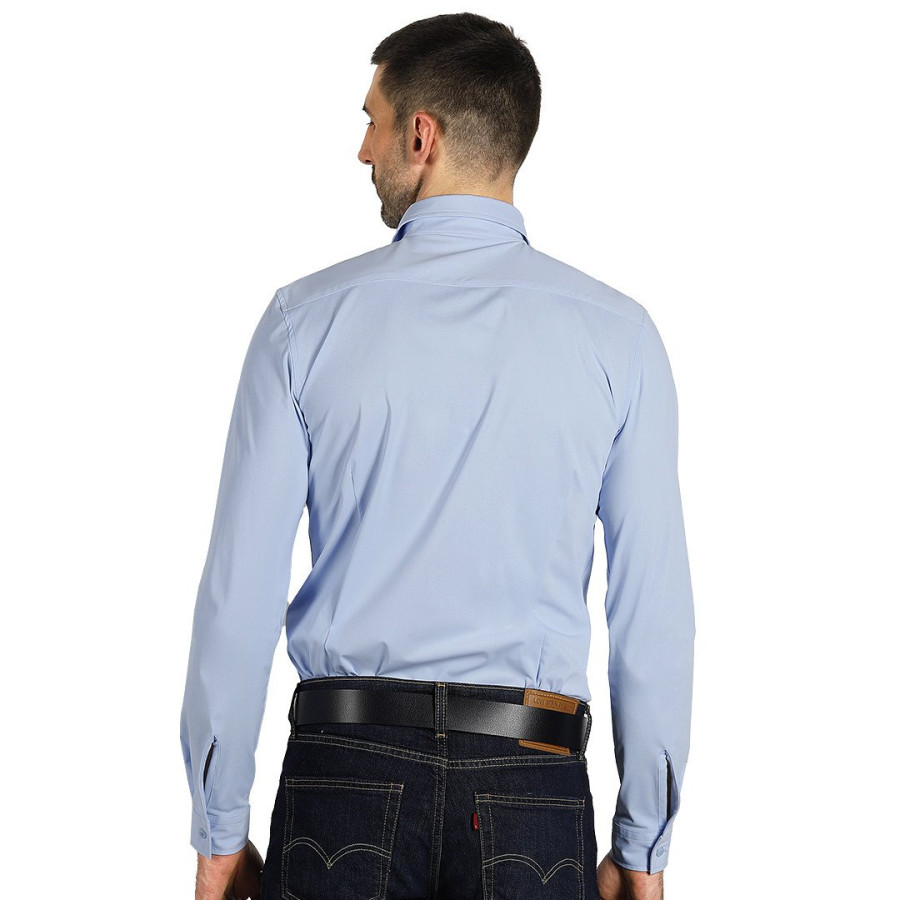 COLLINS LSL MEN, men's long sleeve shirt, sky blue