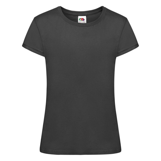 Fruit of the Loom, Sofspun, women's cotton cotton short sleeve t-shirt, black, 7-8