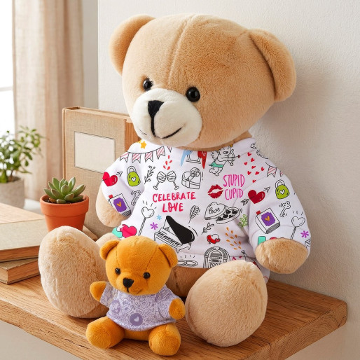 WINNIE, teddy bear plush toy with magnet, white