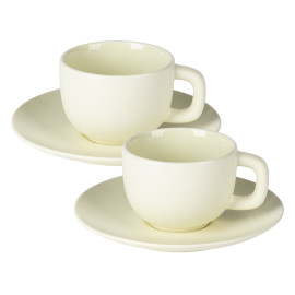 TOTEM, set od dve keramičke šolje za cappuccino sa tacnama, 2 x 200 ml, bež