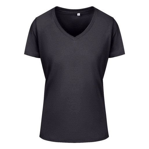 TARGET V LADY, women's v-neck t-shirt, 100% cotton, slim fit, dark gray