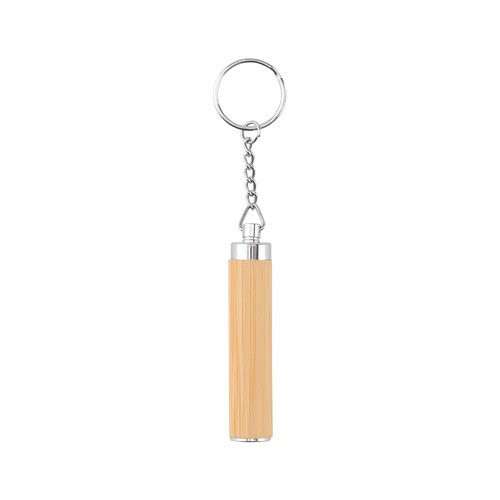 RACHEL. Bamboo and ABS key ring with LED torch