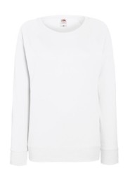 Fruit of the Loom, Ladies Raglan Sweat, women's classic sweatshirt, white, XS