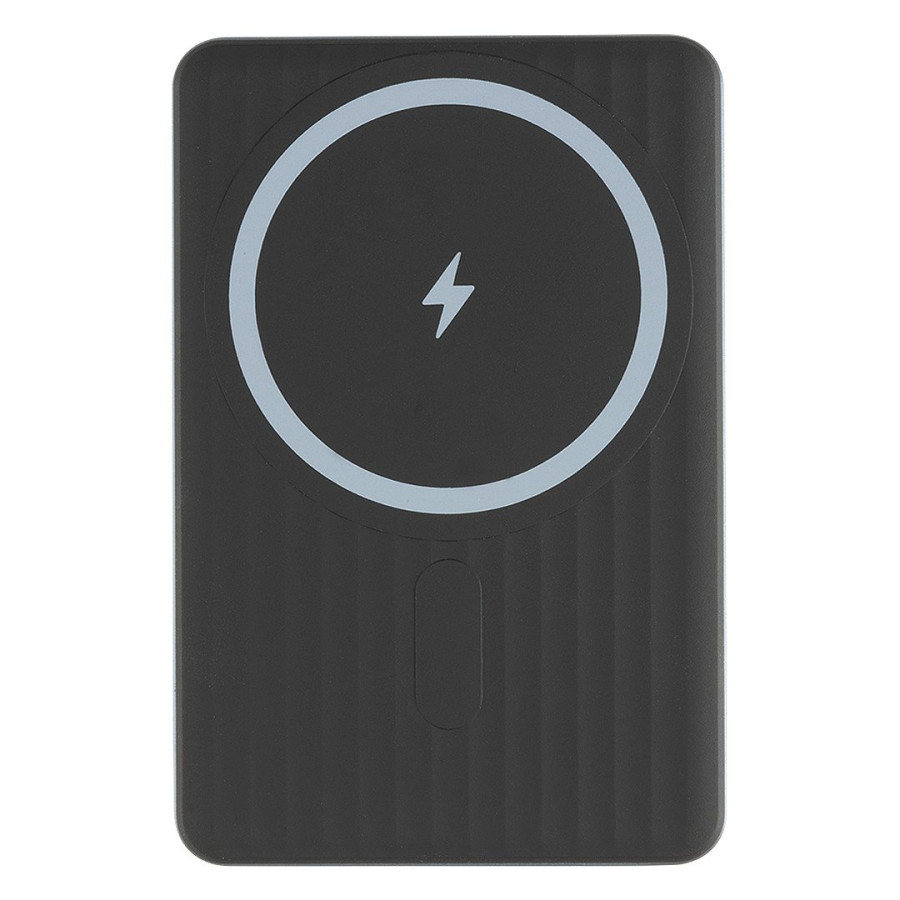 BOUNCE SLIM, power bank with magnet, 5.000 mah, wireless charger, 15w, black