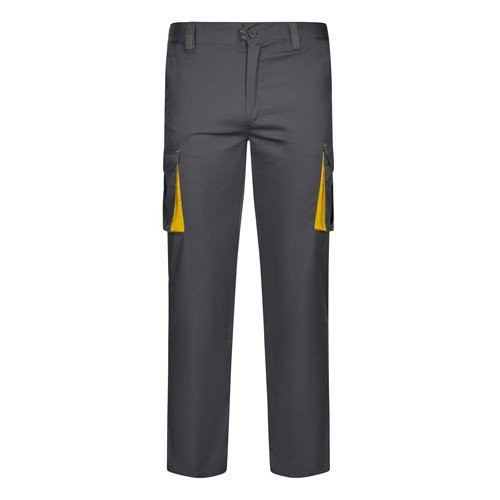 VL FIDES. Two-tone, multi-pocket stretch trousers (240g/m²), in cotton (46%), EME (38%) and polyester (16%)