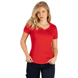 TARGET V LADY, women's v-neck t-shirt, 100% cotton, slim fit, red