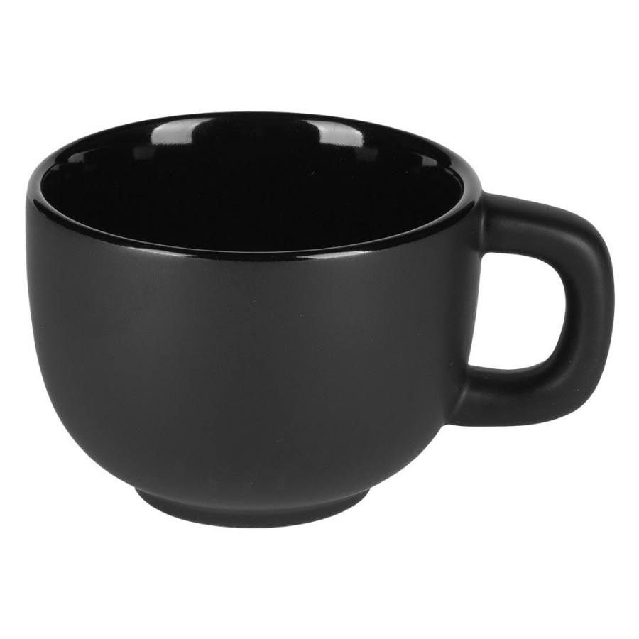 TOTEM, stoneware cappuccino cup and saucer, 200 ml, black