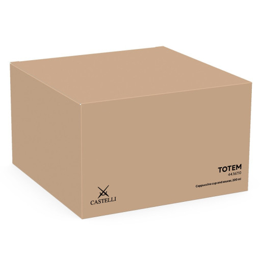 TOTEM, stoneware cappuccino cup and saucer, 200 ml, black