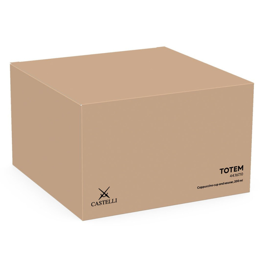 TOTEM, stoneware cappuccino cup and saucer, 200 ml, black