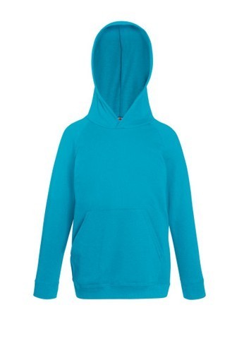Fruit of the Loom, Kids Lightweight Hooded Sweat, children's hooded sweatshirt, azure blue, 9-11