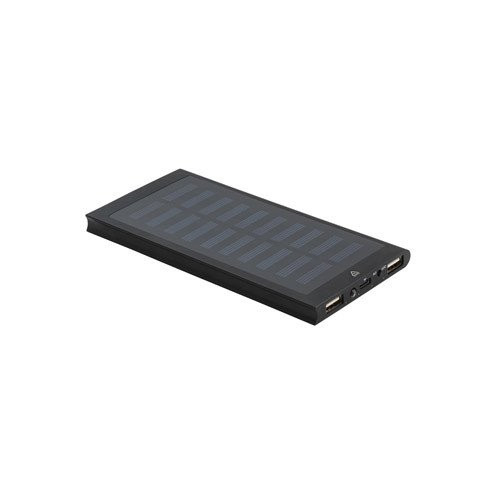 CLERK. 8.000 mAh power bank with solar panel in 100% recycled aluminium