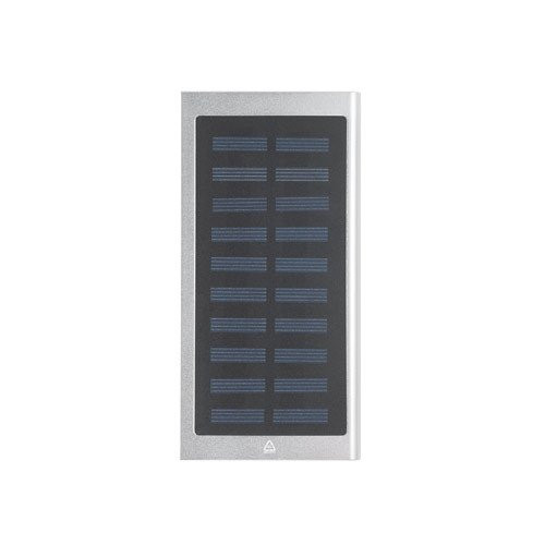 CLERK. 8.000 mAh power bank with solar panel in 100% recycled aluminium