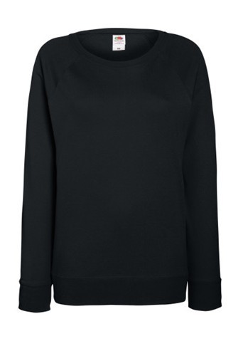 Fruit of the Loom, Ladies Raglan Sweat, women's classic sweatshirt, black, L