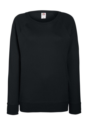 Fruit of the Loom, Ladies Raglan Sweat, women's classic sweatshirt, black, L