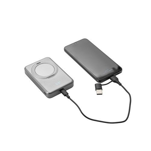 WARSHEL 10. 10'000 mAh magnetic power bank with 15W superfast wireless charger in recycled ABS (100% rABS) with stand