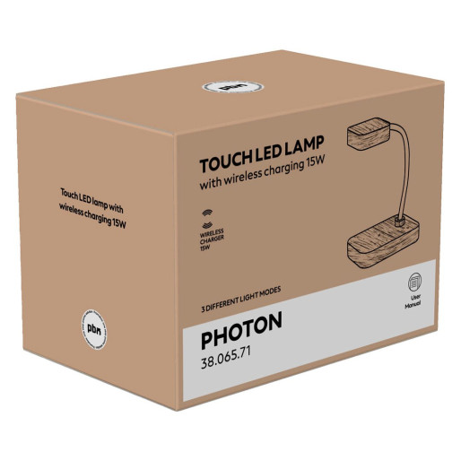 PHOTON, stona lampa i bežični punjač, 15w, bež