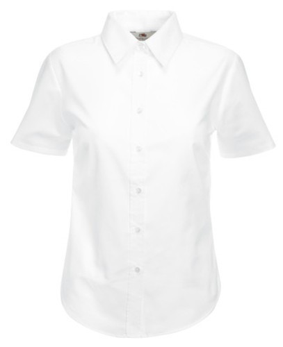 Fruit of the Loom, Ladies Short Sleeve Oxford Shirt, women's oxfor shirt, white, L