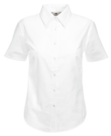 Fruit of the Loom, Ladies Short Sleeve Oxford Shirt, Women's Oxfor Shirt, White, XL