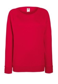 Fruit of the Loom, Ladies Raglan Sweat, women's classic sweatshirt, red, XS