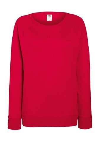 Fruit of the Loom, Ladies Raglan Sweat, women's classic sweatshirt, red, XS