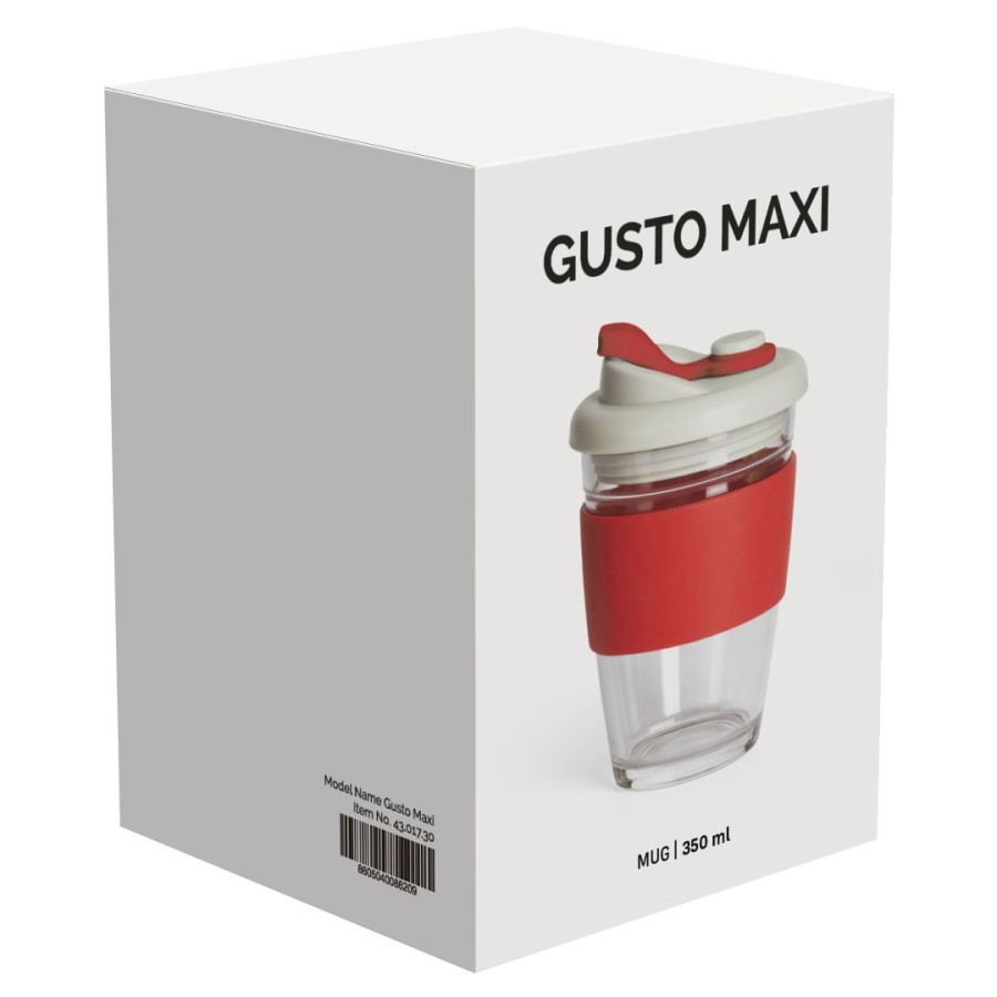 GUSTO MAXI, čaša sa silikonskim držačem, 350 ml, crvena