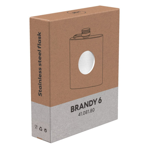 BRANDY 6, metalna pljoska, 170 ml, srebrna