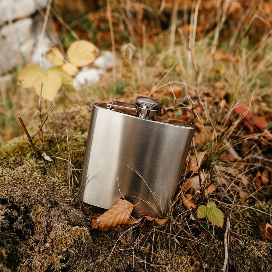 BRANDY 6, metalna pljoska, 170 ml, srebrna