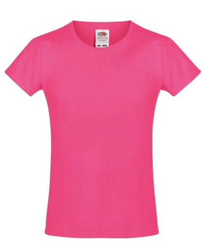 Fruit of the Loom, Sofspun, women's cotton cotton t-shirt, fuchsia, 7-8