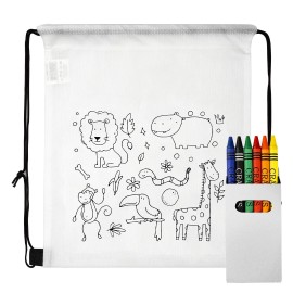 BAMBI, drawstring bag with crayons, white