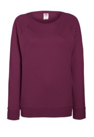 Fruit of the Loom, Ladies Lightweight Raglan Sweat, ženski klasični duks, burgundi, 2XL
