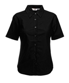 Fruit of the Loom, Ladies Short Sleeve Oxford Shirt, Women's Oxfor Shirt, Black, XL