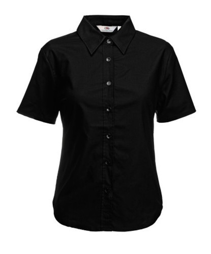 Fruit of the Loom, Ladies Short Sleeve Oxford Shirt, women's oxfor shirt, black, 3XL