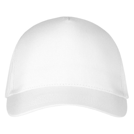 DEBBI ORGANIC, organic cotton cap, 5 panels, 180 g/m2, velcro back closure, white